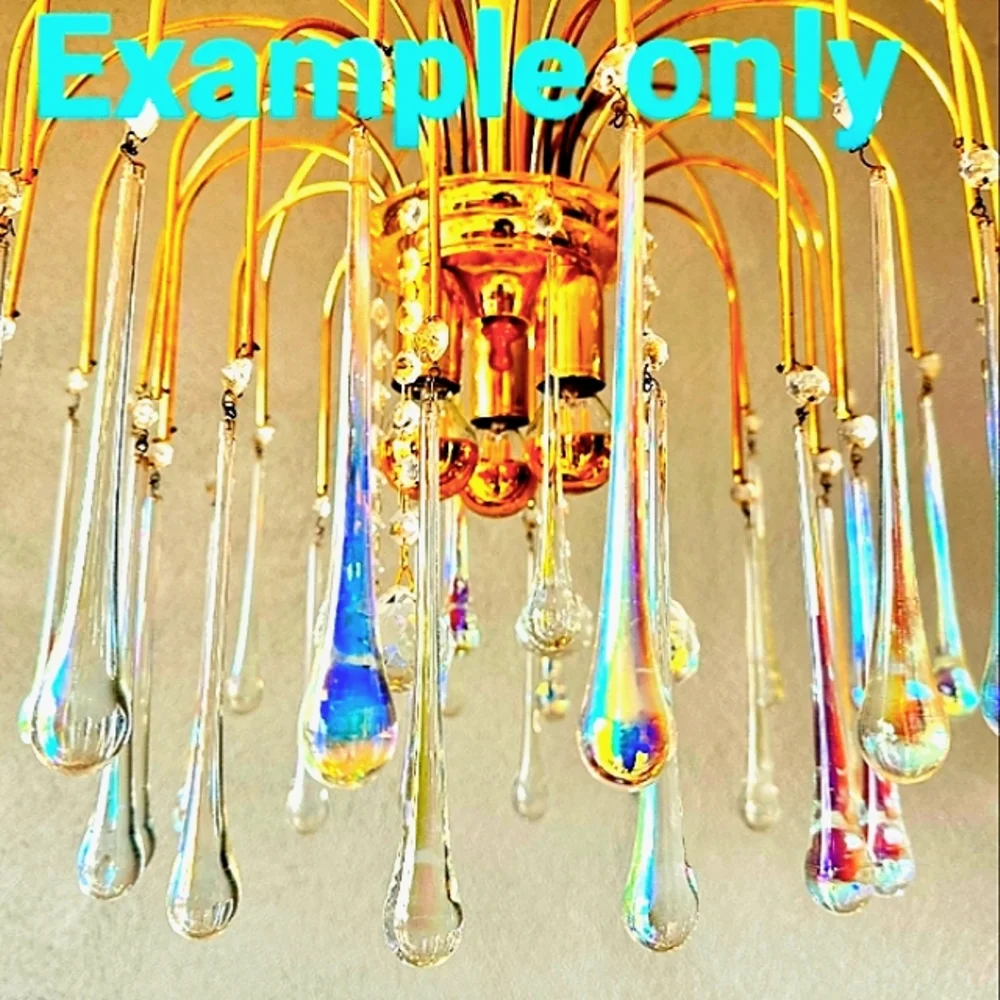 Three Murano Style Glass Iridescent Teardrops Chandelier Pieces Suncatcher - Picture 2 of 11